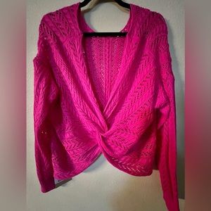 New! MainStrip hot pink open back sweater